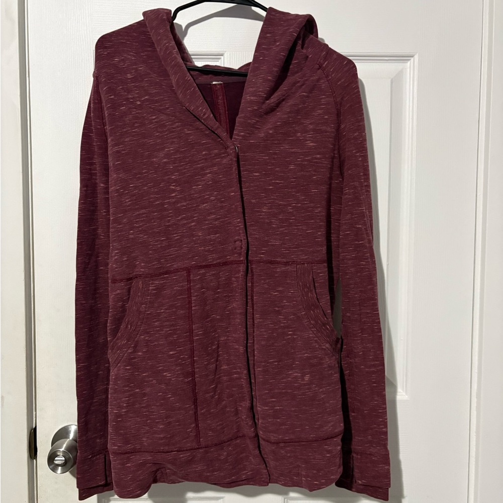 Lululemon Athletica Maroon Button-Up Hoodie